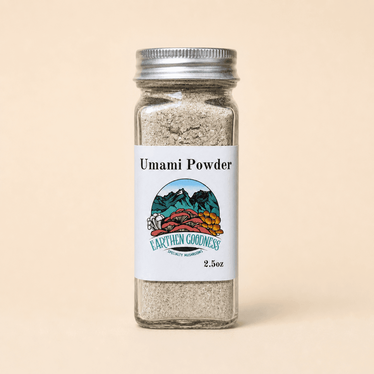 Earthen Goodness Umami Powder in a two-and-a-half-ounce glass jar