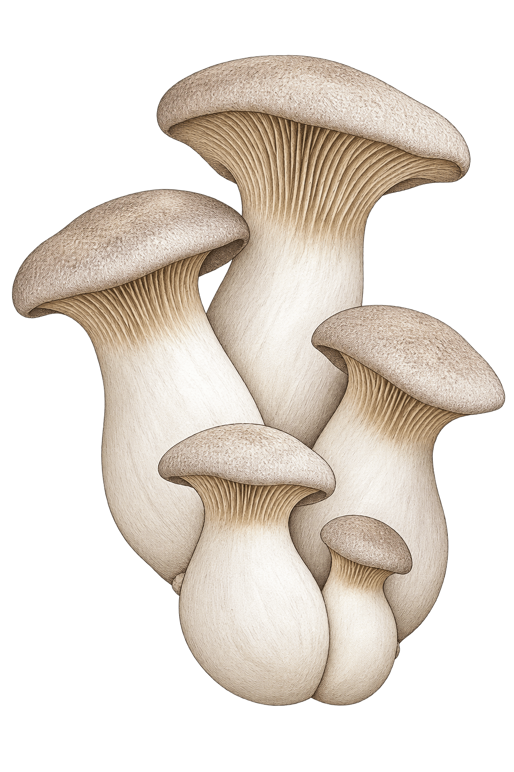 King Trumpet mushroom field-guide illustration